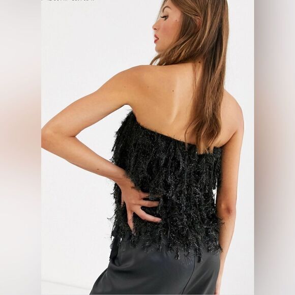NWOT ASOS Design Faux Feather Bandeau Top - Picture 3 of 7